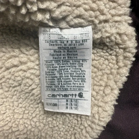 Carhartt For Women Medium Sherpa Fleece Lined Hooded Jacket Purple WJ141DWN - Picture 7 of 10